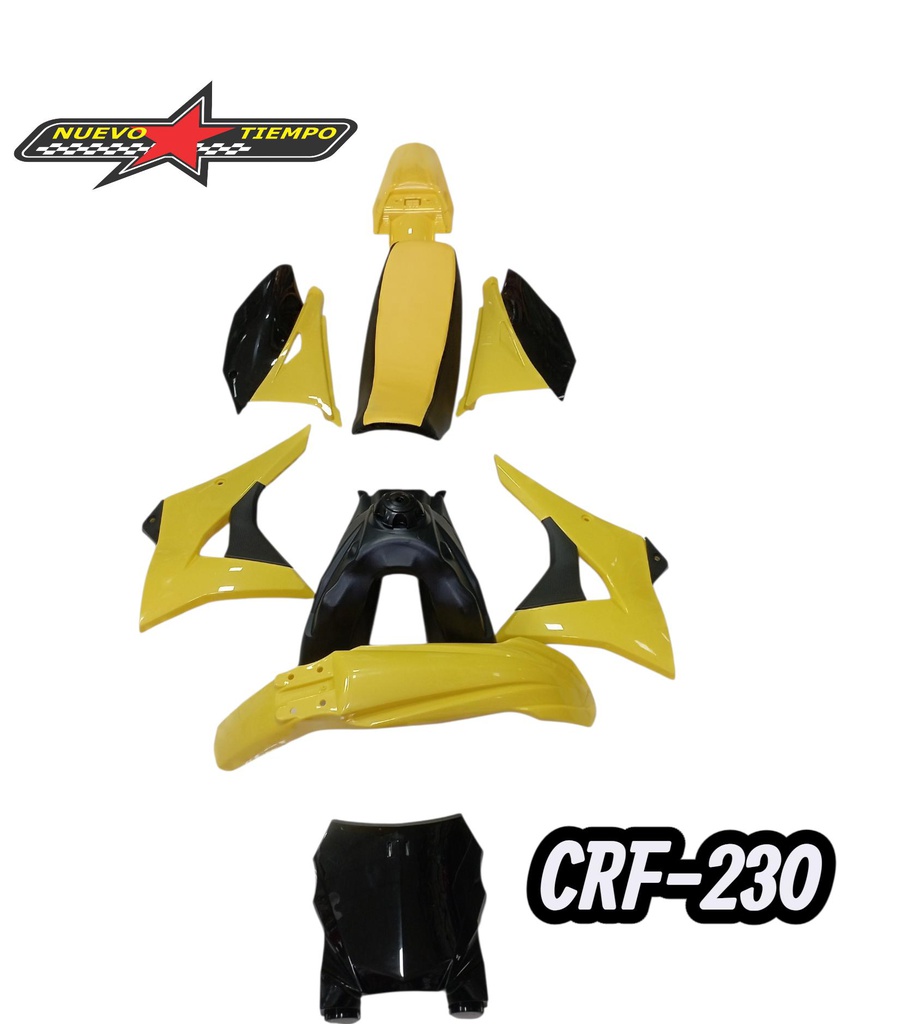 KIT DE PLASTICOS CRF-230 MODERNO (2019) TANQUE+ASIENTO-AMARILLO/NEGRO-AB