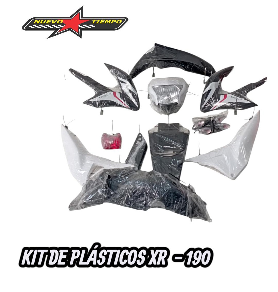 KIT DE PLASTICOS XR-190L C/FAROS/SIN TABLERO/SIN GUARDAFANGO:NEGRO