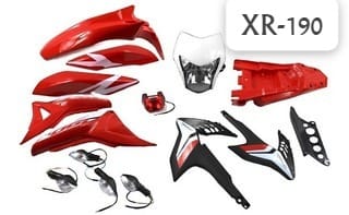 KIT DE PLASTICOS XR-190L C/FAROS SIN/TABLERO S/GUARDAFANGO: ROJO