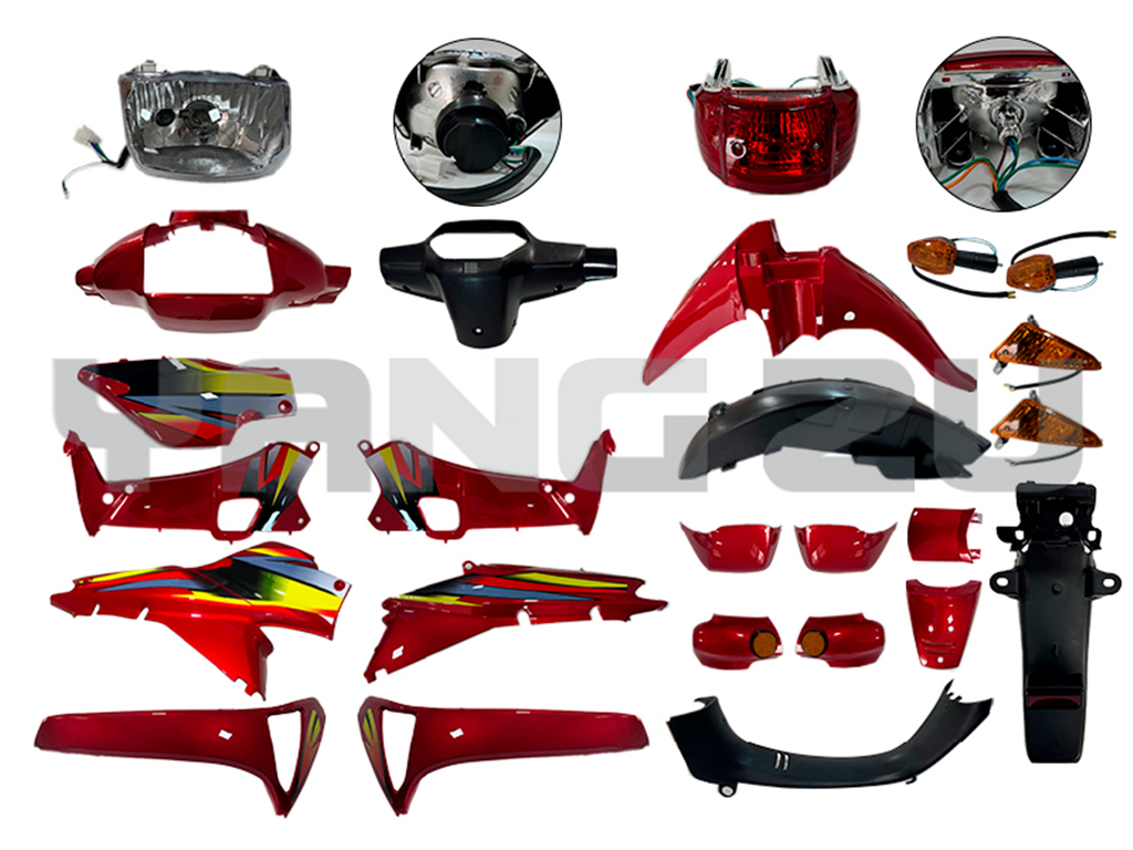 KIT DE PLASTICOS WAVE F/D C/STIKER/F/V-ROJO-RCC (4734)