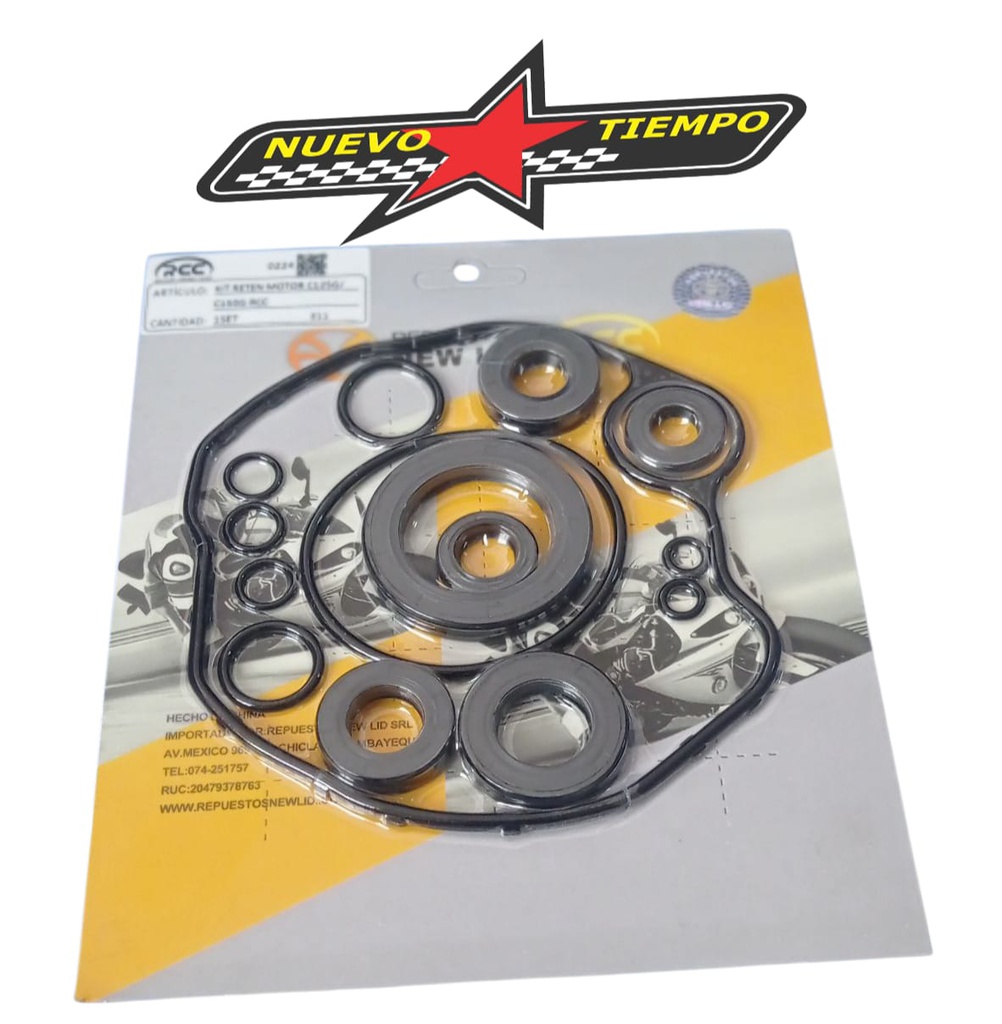 KIT DE RETENES DE MOTOR C/RETEN DE VALANCION CG 125 C/A 150/200-(0224) RCC