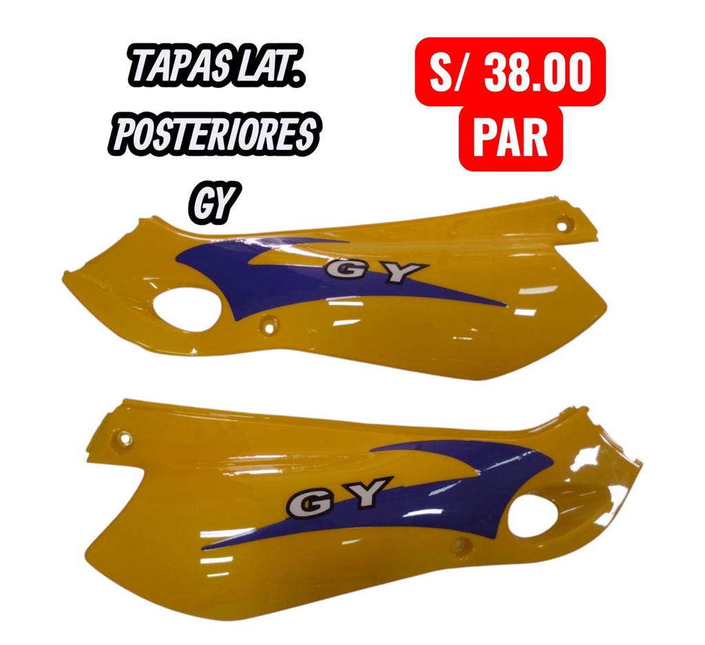 TAPAS LATERALES DE BATERIA /GY-200 (PAR) COLOR: AMARILLO/AZUL (LIQUIDACION)