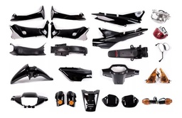 KIT DE PLASTICOS WAVE F/D C/STIKER/F/V COLOR: NEGRO (4319)-RCC